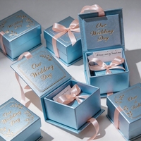 Boîte cadeau de mariage avec ruban, boîte à dragées à ruban, emballage de luxe personnalisé avec logo pour cadeaux de demande en mariage pour demoiselles d'honneur