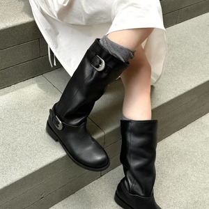 Bottes Slouch Patchwork 2026 pour Femme, Style Britannique, Bottes de Chevalier Rétro Mi-Mollet, Respirantes et Confortables, Bottes Tendance - Product Image 1