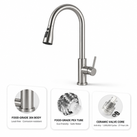 Robinet de lavabo OEM minimaliste flexible avec finition PVD gris, double commande eau chaude/froide