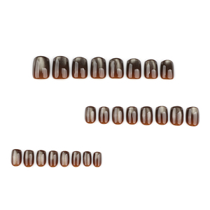 24 <span class=keywords><strong>Uñas</strong></span> Postizas de Acrílico ABS Color Marrón Oscuro Importadas de Corea, <span class=keywords><strong>Uñas</strong></span> Cuadradas <span class=keywords><strong>Cortas</strong></span>, <span class=keywords><strong>Uñas</strong></span> Artificiales, Personalización OEM ODM - Product Image 2