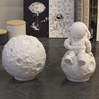 DM907 Cetakan Semen Gipsum Aromaterapi Roket 3D Cetakan Lilin Astronot Hewan Bulan untuk Dekorasi Kerajinan Luar Angkasa Kreatif