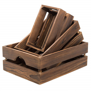 Caisses décoratives vintage personnalisées Caisses de rangement en <span class=keywords><strong>bois</strong></span> Nichoirs avec poignées - Product Image 3