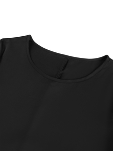 100% Polyester Black Casual Belted Abaya Flounce Sleeve Modest Islamic Maxi Dress for Muslim Women - Product Image 4