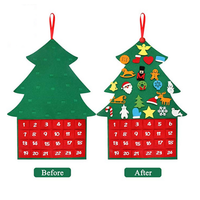 Großhandel Günstige handgemachte Filz Weihnachts baum mit hängenden abnehmbaren Dekorationen und Zahlen taschen