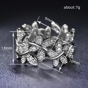 Anillo de cóctel para mujer Q846, tono dorado, circonita cúbica marquesa con engaste pavé, diseño de plantas, anillos de moda para boda - Product Image 4