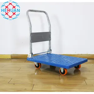 On Sale China Folding Trolley Plastic Moving Dolly 150kg Cart Platform Hand Truck With Rubber Wheel