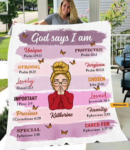 Manta polar de franela de microfibra personalizada con Dios inspirador dice que soy estilo Jacquard suave para sofá - Product Image 3