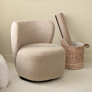 Sillón Moderno de Diseño con Tapicería de Tela Teddy, Sillón Curvo con Respaldo de Ala, Muebles para Recepción de Hotel, Galería de Arte - Product Image 5