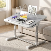 Table pour ordinateur portable réglable en hauteur avec pieds antidérapants robustes pour étudiants et adultes à domicile - Conception de cadre durable et robuste