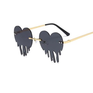 Nouvelles Lunettes de Soleil Sans Monture Tendance Européenne et Américaine, Cœur Personnalisé UV400, Orange avec Logo, <span class=keywords><strong>Film</strong></span> Océan Coloré, Effet Larmes, <span class=keywords><strong>Hommes</strong></span> Femmes - Product Image 1