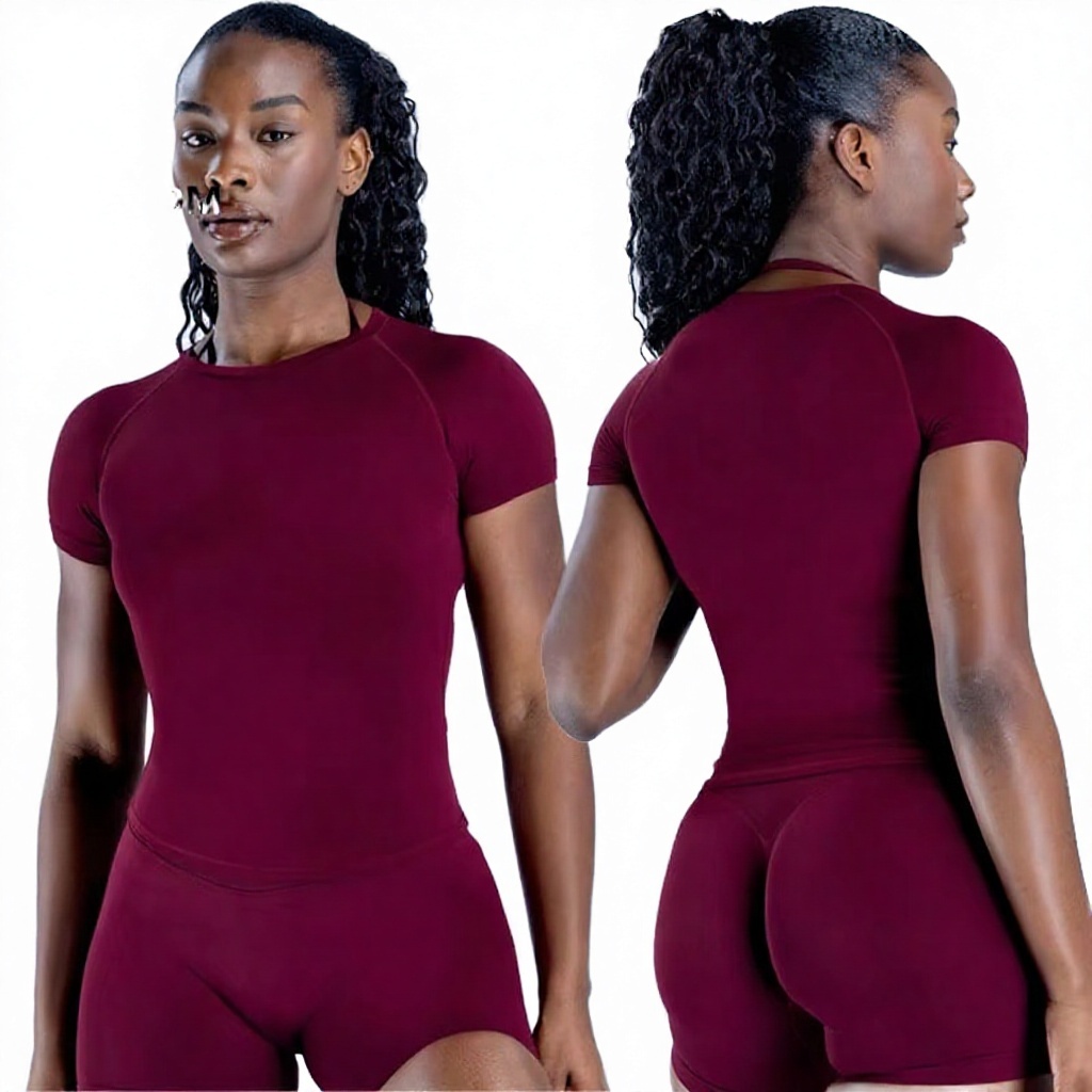 Women's Short Sleeve Sport Top Lightweight Gym Crop Top Yoga Tight Spandex/Nylon Shirts