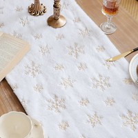 Nouveau chemin de table transfrontalier en peluche flocon de neige à paillettes de Noël, décorations pour restaurant et maison, chemin de table blanc en fausse laine