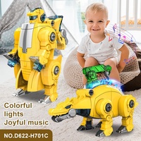 Mainan dinosaurus rakitan, robot mainan edukasi dan robot berubah bentuk DIY dengan musik dan lampu
