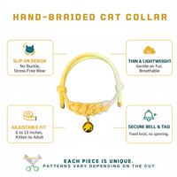 Collier pour chat en corde tressée jaune ombré fait main avec clochette, accessoire pour animal de compagnie réglable, collier tissé esthétique pour chaton, personnalisable