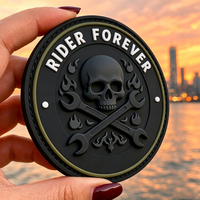 Parche de Goma Personalizado con Calavera Negra 3D, Parche de Goma Circular con Logotipo en Relieve para Sombreros, Ropa y Bolsos