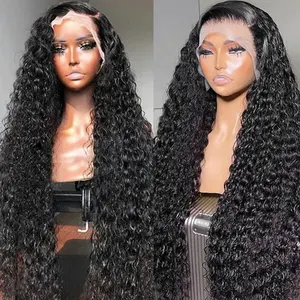 Good Price Super Double Drawn Luxury Curl Raw Filipino Hair Natural Black Long Curly Hair 13X4 Full Frontal Lace Wig For Sell