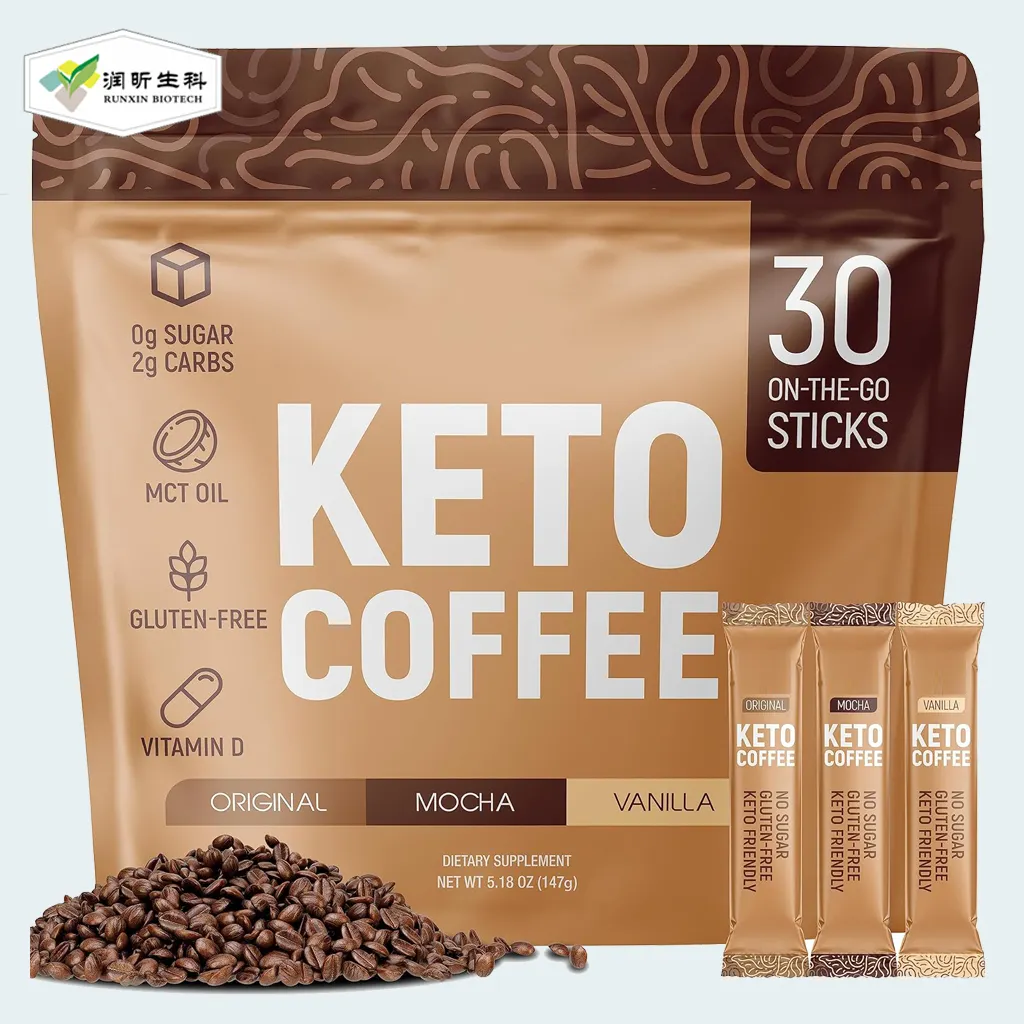 30 Sticks kalorien arme Kaffee pakete Kurkuma B Vitamine D3 MCT Öl Keto Kaffeepulver