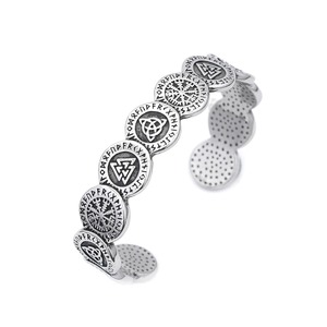yunnique <b>Viking</b> Rune Open <b>Bracelet</b> Tibetan Silver Men's C Shape Geometric Design Gift Jewelry - Product Image 5