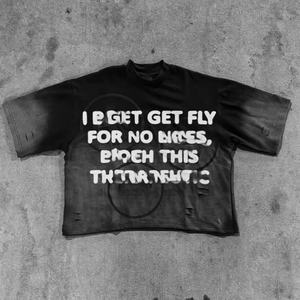 Camiseta Unisex de Alta Calidad Estilo Hip Hop Urbano, Impresión Serigráfica, 100% Algodón, Corte Holgado, Estilo Vintage Desteñido al Sol, Lavado Ácido, Recortada - Product Image 4