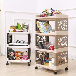 Kitchen <strong>Vegetable</strong> Fruit Display Shelves Plastic Movable 4 <strong>Rack</strong> Stand Storage Shelf <strong>on</strong> <strong>Wheel</strong> - Product Image 2