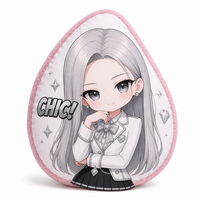 Oreiller en peluche de coton personnalisé OEM, motif dessin animé, impression par sublimation, texte personnalisé, bordure douce, image vive, cadeau mignon, CE