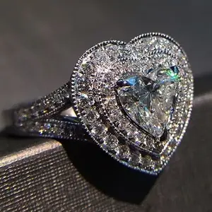 CAOSHI Luxury Stylish Diamond Zirconia Ring High Quality China Best Price Heart Shape Rings for Girl