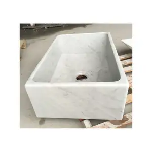 deep Bianco Carrara White Marble Bathroom Cabinet Sink, Granite Stone Sinks Basin Sink