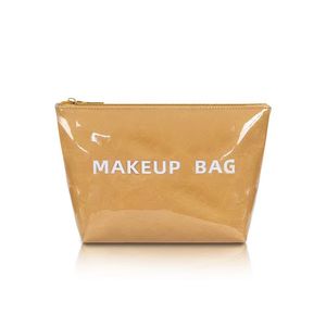 Bolsa de Cosméticos Portátil de PVC Ecológica, Textura de Papel DuPont, Gran Capacidad, Cierre de Cremallera, Diseño de Letras - Product Image 3