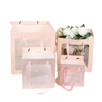 Sac cadeau carré en carton blanc avec poignée en corde, finition brillante et fenêtre transparente pour emballage de bougies, artisanat, fêtes, Fête des Enseignants