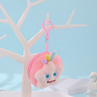 Mini porte-monnaie zippé en peluche étoile créative et mignonne avec sonnette, adorable porte-clés dessin animé avec fermoir mousqueton pour rangement d'écouteurs