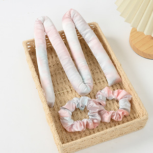 <b>Tie</b> Dye Lazy Hair Curler U Shape Heatless Cotton Hair Bun Maker For Heat Free Styling - Product Image 4