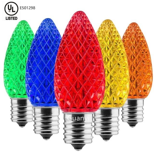 For UL Commercial Grade Dimmable LED C9 Christmas Lights Bulb E17 Base Type for AC Power Supply Replacement for Old Christmas Li