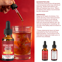 Complément Liquide de Gouttes de Poivre de Cayenne, Vitamine D3 K2, Racine de Betterave, Cannelle de Ceylan, Curcuma, Curcumine, Extrait de Berbérine