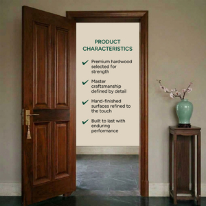 Puerta de madera maciza GA-08S con núcleo sólido, panel moldeado de tamaño personalizado clásico para sala de estar - Product Image 2