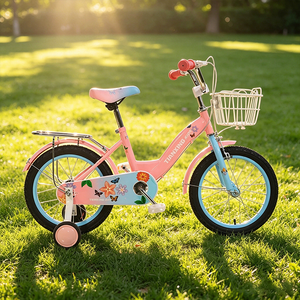 Bicicleta para Niñas de 3 a 14 Años, Estilo Retro de 14 Pulgadas con Ruedas de Entrenamiento y Soporte, Bicicletas para Niñas - Product Image 1