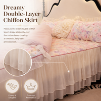 Ensemble de literie en coton pour chambre à coucher, 100% coton, volants français, rose pastel, motif floral
