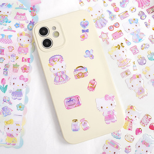 Adesivi Trasparenti con Gatti Bianchi Carini, 4 Design di Personaggi Cartoon, Decalcomanie Sottili per Diari e Decorazioni Fai-da-Te - Product Image 5