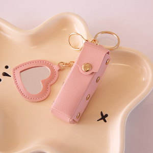 Estuche para Lápiz Labial de Cuero con Forma de Corazón, Moderno, Portátil, con Espejo de Maquillaje, Llavero, Accesorio para Bolsos, Suministro al por Mayor - Product Image 5