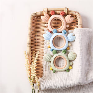 Mordedor de cangrejo de madera unisex de grado alimenticio <span class=keywords><strong>para</strong></span> bebés, juguete educativo de silicona suave seguro <span class=keywords><strong>para</strong></span> morder, juguetes de frutas a granel, mordedor <span class=keywords><strong>para</strong></span> bebés de gran venta - Product Image 2