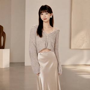 2026 Blank <strong>Navy</strong> Collar <strong>Cardigan</strong> Coat Knitwear Crochet Knitted Outfit Plain Short Sweaters Buttons Fluffy Cropped <strong>Cardigans</strong> Women - Product Image 4