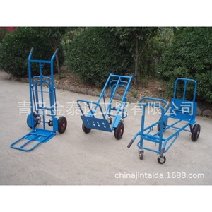 Folding Handcart Heavy Duty Cargo <b>Trolley</b> <b>Four</b> <b>Wheel</b> Steel Industrial Warehouse Truck HT1824 Blue Single Layer Foldable - Product Image 3
