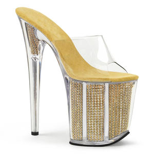 Chaussures de Pole Dance à Talons Hauts de 20 cm en Cristal et Diamants Fins pour Femmes, Bout Ouvert, Style Tongs, Talon Aiguille, À Enfiler, Hauteur Accrue, Robe d'Été - Product Image 5