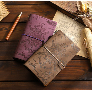 Carnet de voyage vintage A6 Mini Pirate en cuir de mouton certifié, journal de poche à feuilles mobiles, agenda portable gaufré - Product Image 3