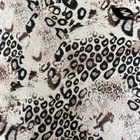 Tissu satiné sergé effet soie de luxe, imprimé numérique, motif léopard monochrome, matière fluide pour hijab et foulard de luxe de Dubaï