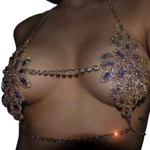 2025 New DS High-end Padrão Banhado A Ouro Corpo De Jóias De Luxo Boate Festa Sexy Brilhante Biquíni Terno Com Strass - Product Image 2