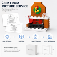 Ensembles de blocs de construction personnalisés Cheminée de Noël pour enfants Jouet de construction STEM Briques DIY OEM Kit de modélisme de vacances Cadeau