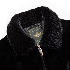 Men's Stylish Faux Fur Coats Long <strong>Waterproof</strong> <strong>Trench</strong> with Stand Collar Woven Outerwear Jacket - Product Image 4