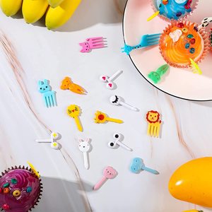 Juego de mini tenedores de plástico duradero para comida, conjunto de tenedor de fruta con dibujos animados - Product Image 3