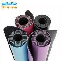 Tapis de yoga en caoutchouc naturel Pu en cuir noir bleu violet antidérapant écologique de 5mm