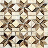 Carrelage en marbre mosaïque motif floral, carrelage mural en marbre découpé au jet d'eau, décoration pour crédence de cuisine, revêtement de sol, revêtement mural extérieur, villa